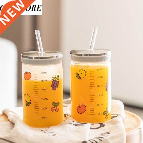 50ml Scale Mark Glass Water Bottle with Drinking Straw
