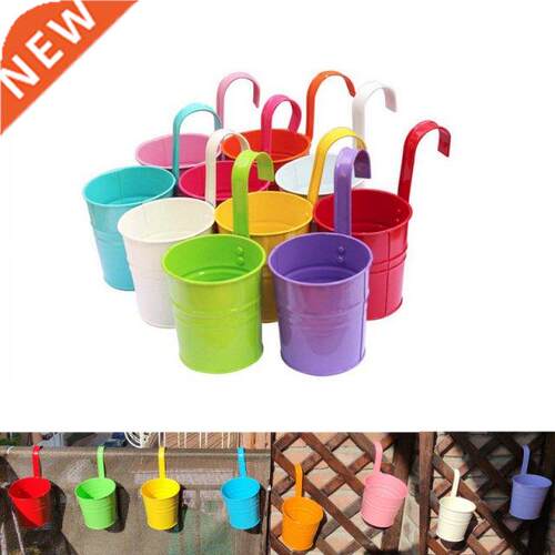 Wall Hanging Flower Pots Alloy Flower Bucket Colorful Balcon