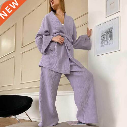Autumn French Loose Nightgown 100% Cotton Women's Robe Pajam