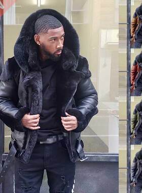 2021 Fashion Parka Pilot Men's Natural Sheepskin Fur Coat Me