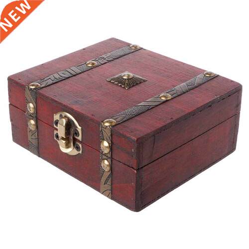 1Pc Handmade Retro Jewelry Box Wooden Case Box Pearl