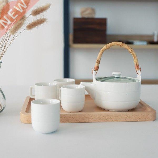 Simple Japanese oo handle teapot flower grass tea pot