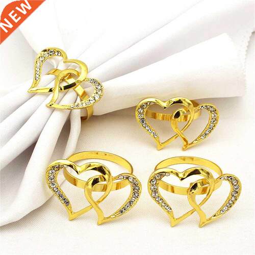 Double Love Shape Napkin Buckle Metal Napkin Rings Wedding