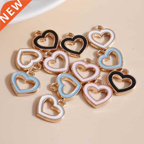 10pcs 1*1mm Romantic Enamel Love Heart Charms for Necklace