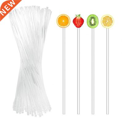 100Pcs Transparent Long Handle Lollipop Sticks Acrylic