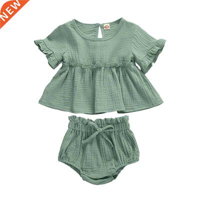 0-24M Newborn Infant Baby Girls Clothes Sets Ruffles Short S