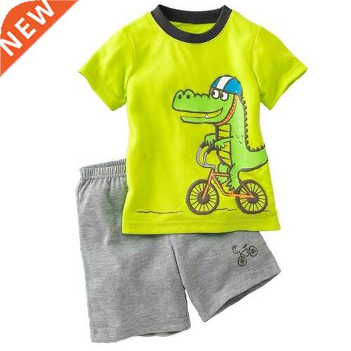 Green Crocodile Baby Boy Clothes Set Bike Children Tee Shirt