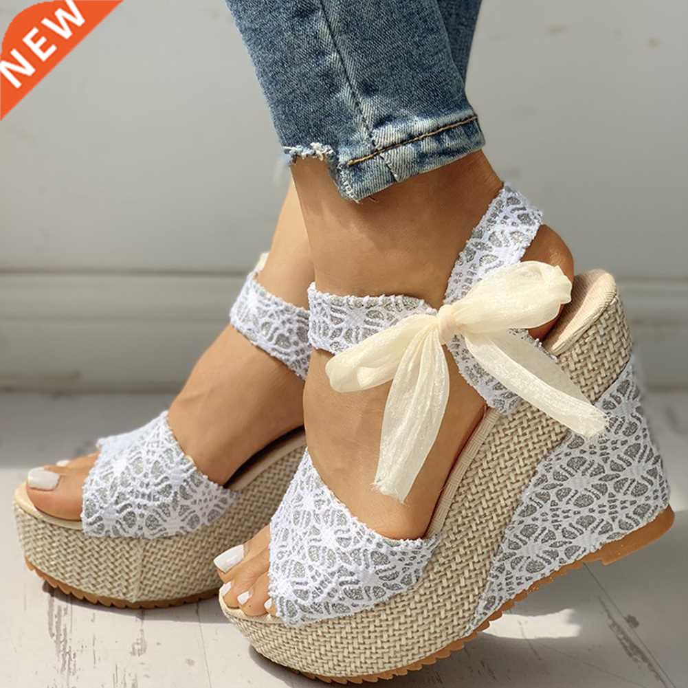 INS Hot Lace Leisure Women Wedges Heeled Women Shoes 2022 Su