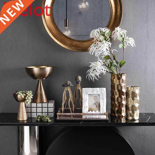 Metal Hammer Pattern Fruit Plate Ceramic Vase Jewelry Box