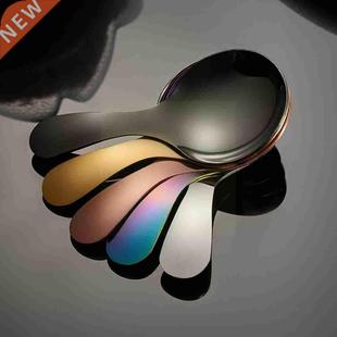 Lovely Round Cute Handle Mini Short Kids Steel Spoon