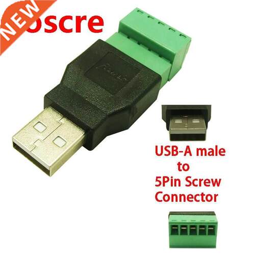 1Pcs USB male to screw connector USB plug with shield connec