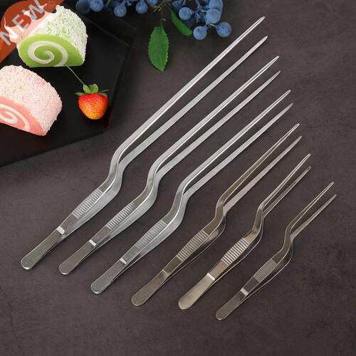 1Pc 14cm Stainless Steel Tweezer Plating Chef Food Tweezer B