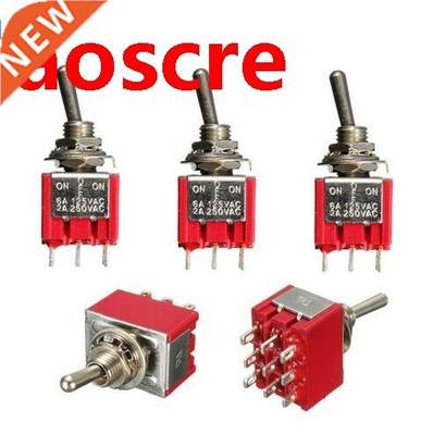 5Pcs PDT ON/OFF/ON  Position 9 Pins Mini Toggle Switch 6A