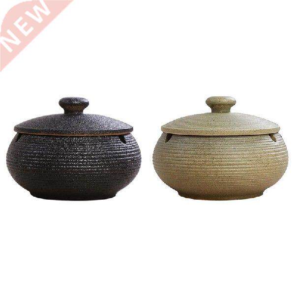 2 pcs ceramic ashtray with windproof lid for indoor outdoor