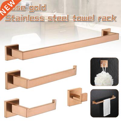 Polished Rose Gold Toilet Paper Holder Towel Hooks Bathroom