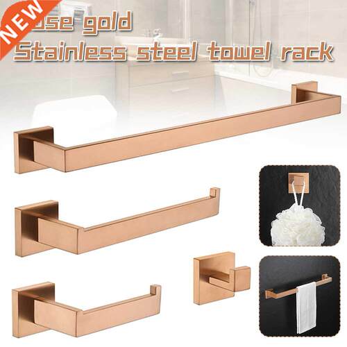 Polished Rose Gold Toilet Paper Holder Towel Hooks Bathroom