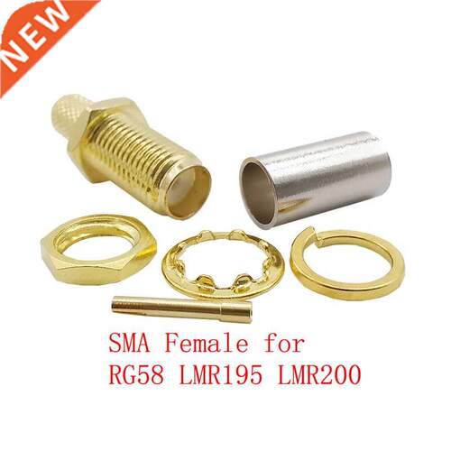 2Pieces Gold-plated Brass SMA Female Jack Crimp Connector RF