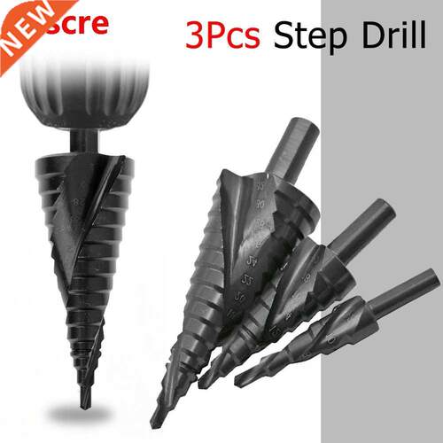 3pcs HSS Spiral Grooved Step Drill Bit Cone Drill Bit Set Tr