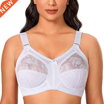 White Big Minimizer Bras Plus Size Lace Bra Women Unlined Fu