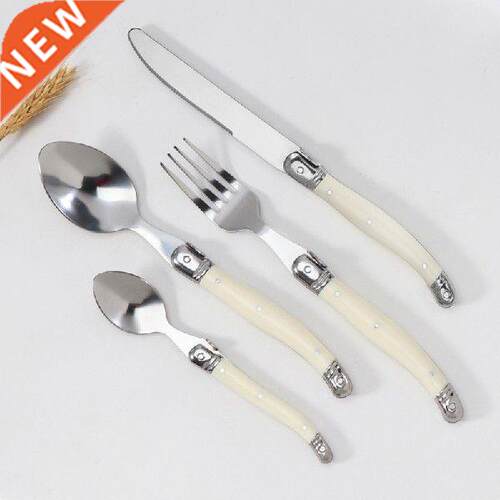 6 Pcs Steak Knives Forks Spoons plastic Handle Laguiole