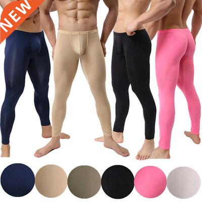 Ultra-thin Men Leggings Fitness Ice Silk Long Johns Pants Se