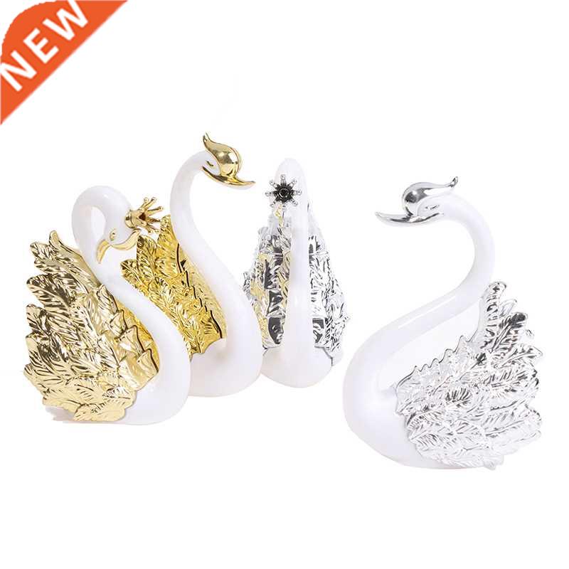 2Pcs Romantic Crown Swan Cake Topper Cake Dessert Baking - 实物图