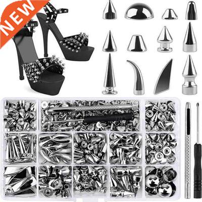 270Set Spikes And Studs,Mixed Shape Punk Spike Rivets Metall