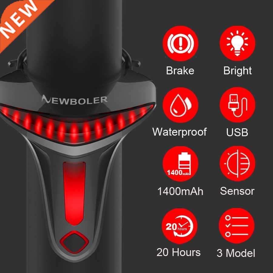 NEWBOLER Sensoring Brake Bicycle Tail Light Auto Star Stop U图片