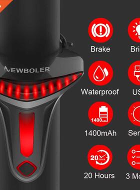 NEWBOLER Sensoring Brake Bicycle Tail Light Auto Star Stop U