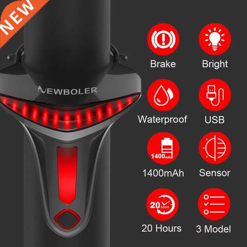 NEWBOLER Sensoring Brake Bicycle Tail Light Auto Star Stop U