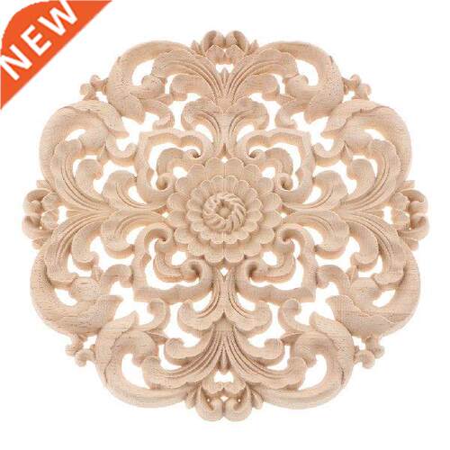 1 Pair European Style Wood Round Carved Applique for