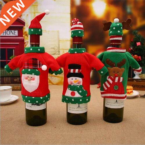 Christmas Decorations Wine Bottle Clothing Cover Bag Santa