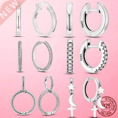 2021 New Silver Color Hot Moments Charm Hoop Earrings for Wo