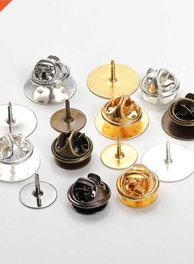 50pcs/Lot 10mm/15mm Stud Badge Base Brooch Pin Clip Copper B