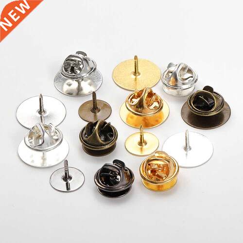 50pcs/Lot 10mm/15mm Stud Badge Base Brooch Pin Clip Copper B