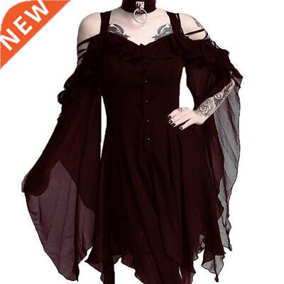 Dress dress with off-the-shoulder irregular buttonsS-5XL