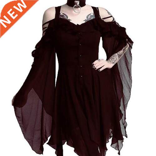 Dress dress with off-the-shoulder irregular buttonsS-5XL