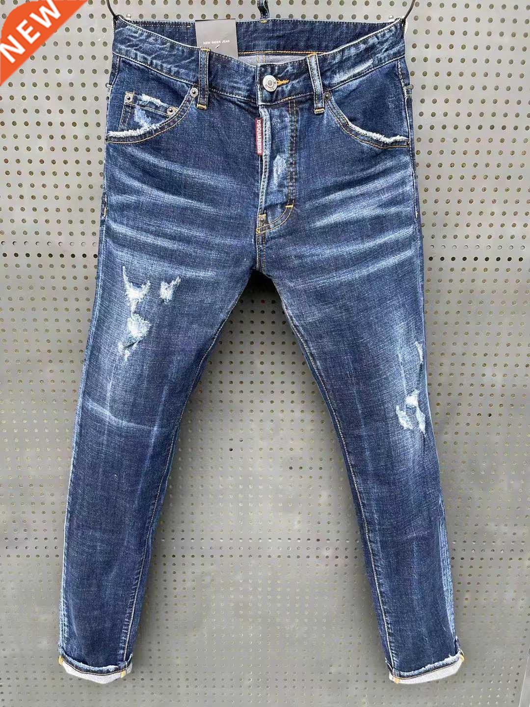2021 Fashion nd Dsquared2 Washed Worn Hole Paint Shop Men&am