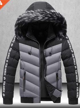 Winter Jacket Men 2021 Fur Collar Hooded Thick Warm Cotton O
