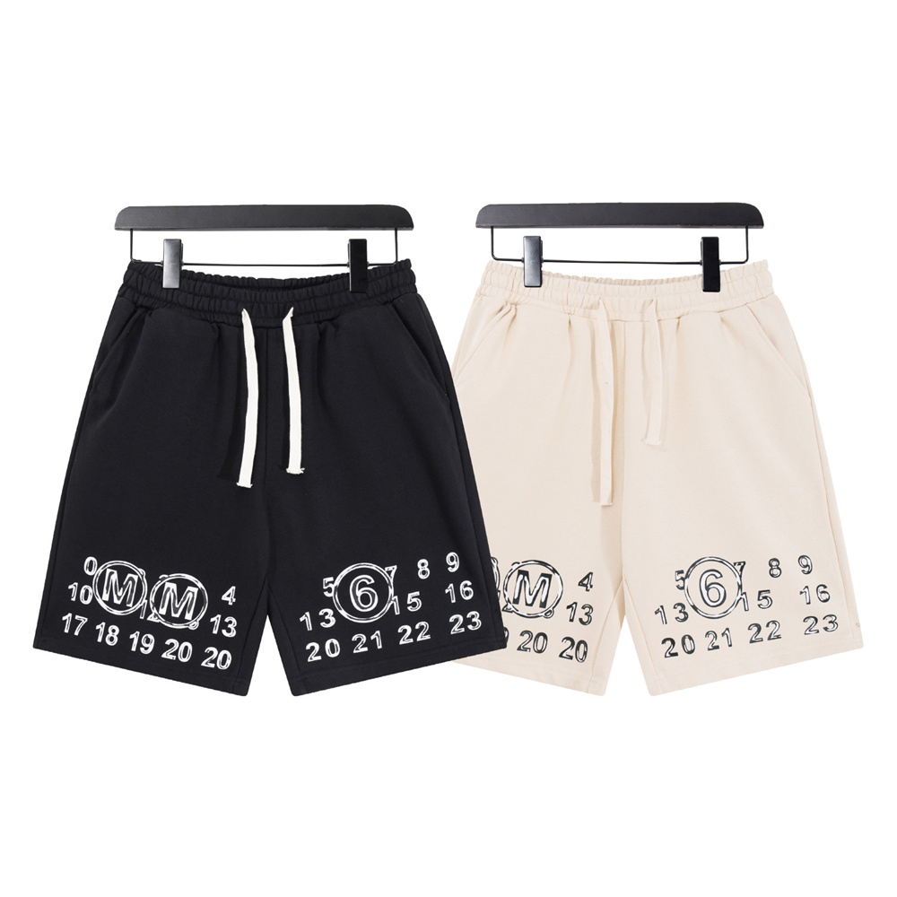 美式潮流宽松数字印花短裤男女款休闲运动装潮牌宽松直筒五分裤夏