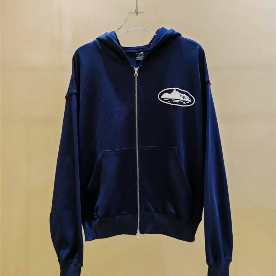 恶魔岛字母印花拉链开衫连帽卫衣