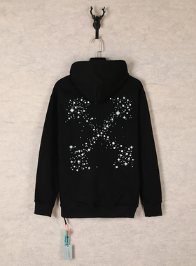 美式街头嘻哈潮牌off ow泼墨印花连帽卫衣男女宽松百搭情侣外套春