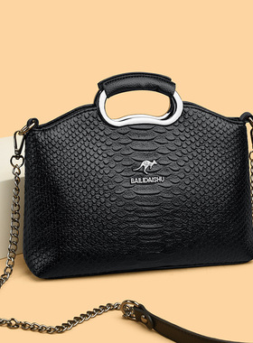 2025新款鳄鱼纹手提包女软皮枕头包大容量单肩斜挎包出差