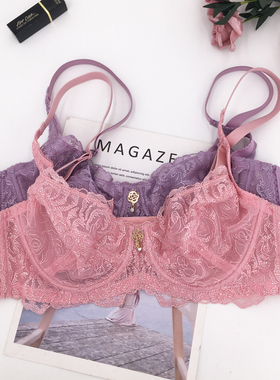 桑扶兰文胸薄款女性感蕾丝胸罩超薄半透明舒适聚拢侧收内衣AJG01