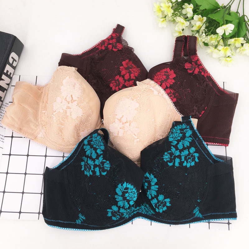 桑扶兰内衣女夏薄款大胸显小聚拢收副乳防下垂大码美背文胸AJ1540