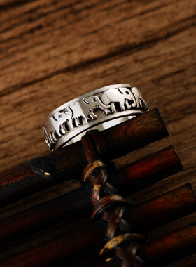 S999纯银饰品可转动小象戒指