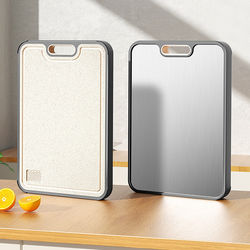 菜板防霉家用双面不锈钢水果砧板厨房案板占粘板麦秸秆切菜板