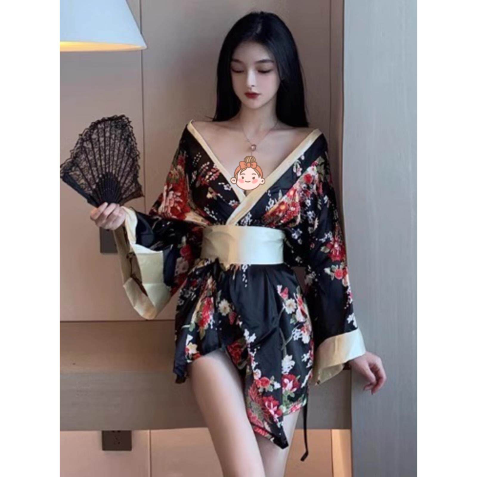 性感日式印花和服睡衣女火辣诱惑制服免脱情调睡裙私密衣服浴袍
