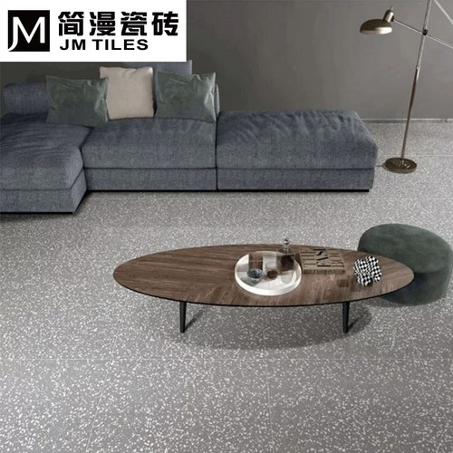 经典灰色水磨石地砖大颗粒客餐厅