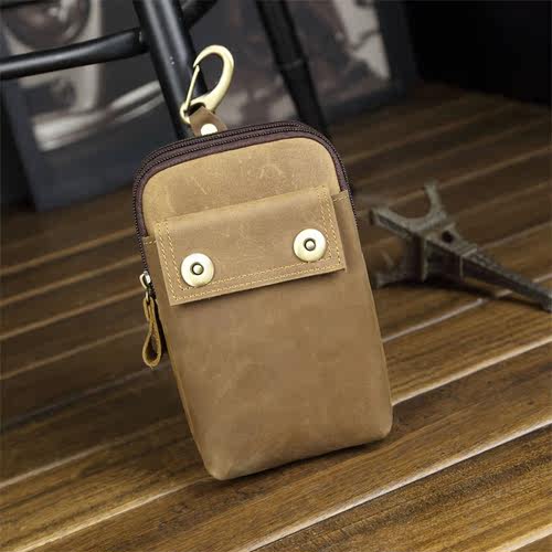 头层牛皮休闲小单肩包穿皮带腰包